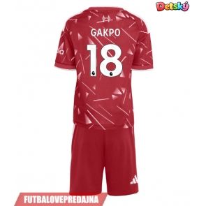 Lacne Dětský Futbalové dres Liverpool Cody Gakpo #18 2026-27 Krátky Rukáv - Domáci (+ trenírky)